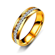 Load image into Gallery viewer, 6mm Stainless Steel Jewelry Single Row Diamond Titanium Steel Ring Couple Lover Rings Not Fade Hip-hop Simple Style
