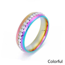 Load image into Gallery viewer, 6mm Stainless Steel Jewelry Single Row Diamond Titanium Steel Ring Couple Lover Rings Not Fade Hip-hop Simple Style
