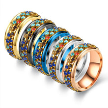 Load image into Gallery viewer, 8mm Rotating Stainless Titanium Steel Ring Anxiety Fidget Anti Stress Rings Rotatable Chain Link Spinner Finger Ring Women Men Punk Rock Accessories Jewelry Gifts
