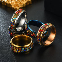 Load image into Gallery viewer, 8mm Rotating Stainless Titanium Steel Ring Anxiety Fidget Anti Stress Rings Rotatable Chain Link Spinner Finger Ring Women Men Punk Rock Accessories Jewelry Gifts
