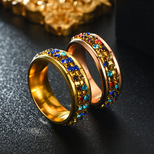 Load image into Gallery viewer, 8mm Rotating Stainless Titanium Steel Ring Anxiety Fidget Anti Stress Rings Rotatable Chain Link Spinner Finger Ring Women Men Punk Rock Accessories Jewelry Gifts
