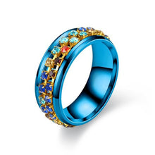 Load image into Gallery viewer, 8mm Rotating Stainless Titanium Steel Ring Anxiety Fidget Anti Stress Rings Rotatable Chain Link Spinner Finger Ring Women Men Punk Rock Accessories Jewelry Gifts
