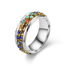 Load image into Gallery viewer, 8mm Rotating Stainless Titanium Steel Ring Anxiety Fidget Anti Stress Rings Rotatable Chain Link Spinner Finger Ring Women Men Punk Rock Accessories Jewelry Gifts
