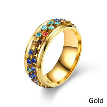 Load image into Gallery viewer, 8mm Rotating Stainless Titanium Steel Ring Anxiety Fidget Anti Stress Rings Rotatable Chain Link Spinner Finger Ring Women Men Punk Rock Accessories Jewelry Gifts
