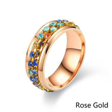 Load image into Gallery viewer, 8mm Rotating Stainless Titanium Steel Ring Anxiety Fidget Anti Stress Rings Rotatable Chain Link Spinner Finger Ring Women Men Punk Rock Accessories Jewelry Gifts
