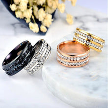 Load image into Gallery viewer, 8mm Stainless Steel Jewelry Double Row Diamond Titanium Steel Ring Couple Lover Rings Not Fade Hip-hop Simple Style
