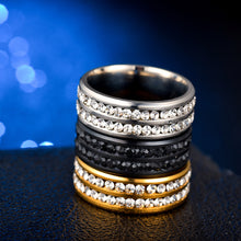 Load image into Gallery viewer, 8mm Stainless Steel Jewelry Double Row Diamond Titanium Steel Ring Couple Lover Rings Not Fade Hip-hop Simple Style
