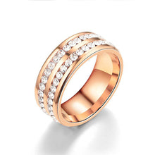 Load image into Gallery viewer, 8mm Stainless Steel Jewelry Double Row Diamond Titanium Steel Ring Couple Lover Rings Not Fade Hip-hop Simple Style
