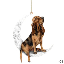 Load image into Gallery viewer, Car Rearview Mirror Pendant Dog Pendant Sitting On The Moon Hanging Ornament Keychain Pendant Decor

