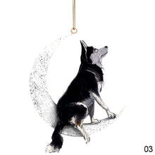 Load image into Gallery viewer, Car Rearview Mirror Pendant Dog Pendant Sitting On The Moon Hanging Ornament Keychain Pendant Decor
