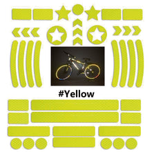 Load image into Gallery viewer, 42Pcs Bicycle Body Reflective Stickers Fluorescent Motorcycle MTB Bike Helmet Wheel Rim Night Safty Warning Reflector Film Decal
