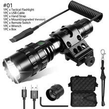 Load image into Gallery viewer, L2 Hunting Flashlight 5 Modes Torch Lintern Tactical Flashlights 18650 Aluminum C8 Waterproof Lamp Gun Mount Waterproof Light
