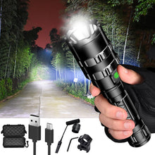 Load image into Gallery viewer, 1600 Lumens Tactical Flashlight USB Rechargeable Torch Waterproof Hunting Light with Clip Hunting Shooting Gun Accessories
