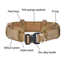 Load image into Gallery viewer, Men Adjustable Military Tactical Belt Metal Buckle Convenient Molle Belt Padded Army Combat Hunting Battle Paintball Waist Belt
