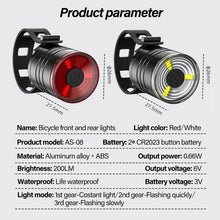 Load image into Gallery viewer, Aluminum Alloy Bicycle Light Taillight Helmet Night Riding Warning Mountain Bike LED Headlight Rear Light Bicycle Accessories
