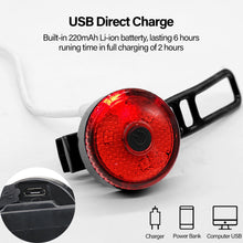 Load image into Gallery viewer, USB Chargeable LED Bicycle Tail Light Mini Bike Rear Lights Waterproof Safety Warning Cycling Light Helmet Lamp Bike Accessories
