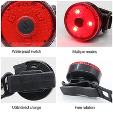 Load image into Gallery viewer, USB Chargeable LED Bicycle Tail Light Mini Bike Rear Lights Waterproof Safety Warning Cycling Light Helmet Lamp Bike Accessories
