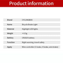 Load image into Gallery viewer, Waterproof Bicycle Brake Light Bike Rear Light Red Brake Light Cycling Taillight Safe Indicator Light Bicycle Lamp Accessories
