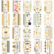 Load image into Gallery viewer, Waterproof Bronzing Tattoo Stickers Hot Silver Metal Tattoo Stickers Dream Catcher Wings Men Full Skull Totem Tattoo Sticker

