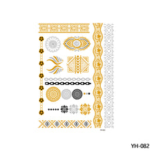 Load image into Gallery viewer, Waterproof Bronzing Tattoo Stickers Hot Silver Metal Tattoo Stickers Dream Catcher Wings Men Full Skull Totem Tattoo Sticker
