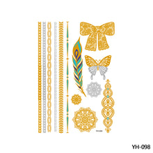 Load image into Gallery viewer, Waterproof Bronzing Tattoo Stickers Hot Silver Metal Tattoo Stickers Dream Catcher Wings Men Full Skull Totem Tattoo Sticker
