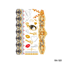 Load image into Gallery viewer, Waterproof Bronzing Tattoo Stickers Hot Silver Metal Tattoo Stickers Dream Catcher Wings Men Full Skull Totem Tattoo Sticker
