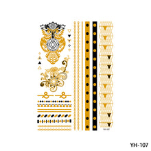 Load image into Gallery viewer, Waterproof Bronzing Tattoo Stickers Hot Silver Metal Tattoo Stickers Dream Catcher Wings Men Full Skull Totem Tattoo Sticker
