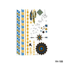 Load image into Gallery viewer, Waterproof Bronzing Tattoo Stickers Hot Silver Metal Tattoo Stickers Dream Catcher Wings Men Full Skull Totem Tattoo Sticker
