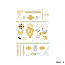 Load image into Gallery viewer, Waterproof Bronzing Tattoo Stickers Hot Silver Metal Tattoo Stickers Dream Catcher Wings Men Full Skull Totem Tattoo Sticker
