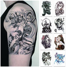 Load image into Gallery viewer, Arm Wolf Head Condor Rich Fish Qinglong Geisha Tattoo Stickers Big Flower Arm Tattoo Stickers Totem Tattoo Stickers

