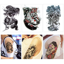 Load image into Gallery viewer, Arm Wolf Head Condor Rich Fish Qinglong Geisha Tattoo Stickers Big Flower Arm Tattoo Stickers Totem Tattoo Stickers
