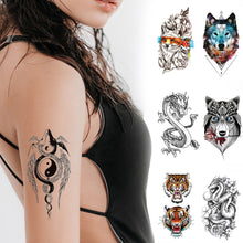 Load image into Gallery viewer, Arm Sleeve Tattoo Waterproof Temporary Body Art Creative Tattoo Sticker Lion Wild Wolf Tiger Men Full Skull Totem Tattoo Stickers

