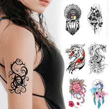 Load image into Gallery viewer, Arm Sleeve Tattoo Waterproof Temporary Body Art Creative Tattoo Sticker Rose Colorful Men Full Skull Totem Tattoo Stickers
