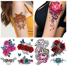 Load image into Gallery viewer, Creative Arm Sleeve Tattoo Temporary Body Art Tattoo Sticker Waterproof Rose Colorful Men Full Skull Totem Tattoo Stickers

