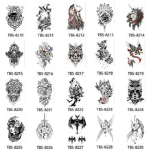 Load image into Gallery viewer, Flower Arm Tattoo Stickers Animal Simulation Tattoo Stickers Men Lion Wild Wolf Tiger Full Skull Totem Tattoo Stickers
