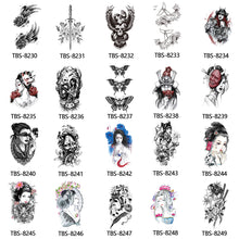 Load image into Gallery viewer, Flower Arm Tattoo Stickers Animal Simulation Tattoo Stickers Men Lion Wild Wolf Tiger Full Skull Totem Tattoo Stickers
