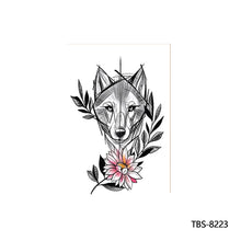Load image into Gallery viewer, Flower Arm Tattoo Stickers Animal Simulation Tattoo Stickers Men Lion Wild Wolf Tiger Full Skull Totem Tattoo Stickers
