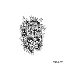 Load image into Gallery viewer, Creative Flower Arm Tattoo Stickers Animal Simulation Tattoo Stickers Men Lion Wild Wolf Tiger Full Skull Totem Tattoo Stickers
