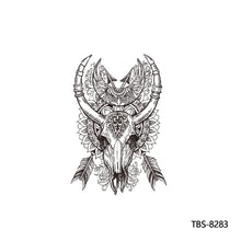 Load image into Gallery viewer, Creative Flower Arm Tattoo Stickers Animal Simulation Tattoo Stickers Men Lion Wild Wolf Tiger Full Skull Totem Tattoo Stickers

