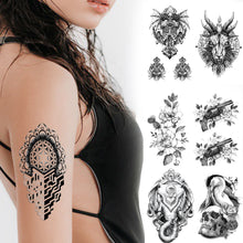 Load image into Gallery viewer, Creative Flower Arm Tattoo Stickers Sketch Flower Skull Tattoo Stickers Men Lion Wild Wolf Tiger Full Skull Totem Tattoo Stickers
