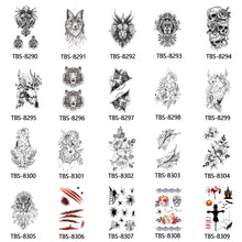 Load image into Gallery viewer, Creative Flower Arm Tattoo Stickers Sketch Flower Skull Tattoo Stickers Men Lion Wild Wolf Tiger Full Skull Totem Tattoo Stickers
