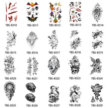 Load image into Gallery viewer, Creative Flower Arm Tattoo Stickers Sketch Flower Skull Tattoo Stickers Men Lion Wild Wolf Tiger Full Skull Totem Tattoo Stickers
