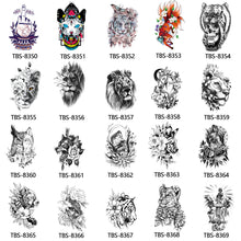 Load image into Gallery viewer, Creative Flower Arm Tattoo Stickers Sketch Skull Tattoo Stickers Fashion Men Snake Wild Wolf Tiger Full Skull Totem Tattoo Stickers
