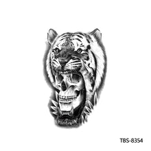 Load image into Gallery viewer, Creative Flower Arm Tattoo Stickers Sketch Skull Tattoo Stickers Fashion Men Snake Wild Wolf Tiger Full Skull Totem Tattoo Stickers
