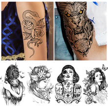 Load image into Gallery viewer, Fashion Arm Half Tattoo Stickers Totem Big Flower Men Creative Snake Lion Tiger Women Full Skull Totem Tattoo Stickers
