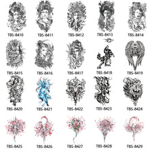 Load image into Gallery viewer, Totem Large Flower Arm Arabic Tattoo Sticker Men Creative Snake Angle Wolf Animal Women Full Skull Totem Tattoo Stickers
