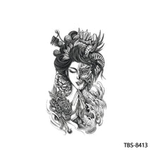 Load image into Gallery viewer, Totem Large Flower Arm Arabic Tattoo Sticker Men Creative Snake Angle Wolf Animal Women Full Skull Totem Tattoo Stickers
