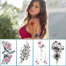 Load image into Gallery viewer, Flower Small Full Arm Totem Tattoo Sticker Fashion Lily Flowers Tattoo Sticker Clock Men Creative Women Totem Tattoo Stickers

