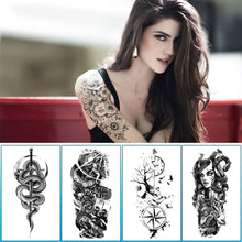 Load image into Gallery viewer, Creative Flower Half Arm Cool Tattoo Stickers Waterproof Fashion Lion Animal Tiger Men Women Female Snake Tattoo Stickers
