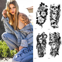 Load image into Gallery viewer, Creative Flower Half Arm Cool Tattoo Stickers Waterproof Fashion Lion Animal Tiger Men Women Female Snake Tattoo Stickers
